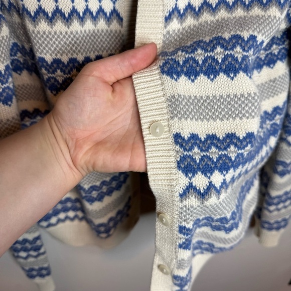 Vintage Levi’s Knit Button Front Cardigan Sweater Blue White Grandmacore - Picture 6 of 10
